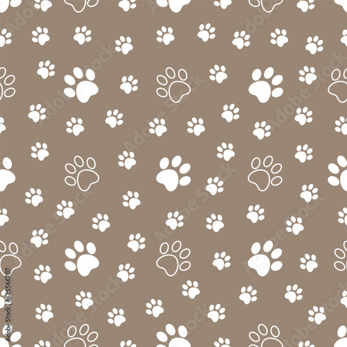 Wallpaper Mural Seamless pattern with paw print on white background. Animal print. Vector illustration	 Torontodigital.ca