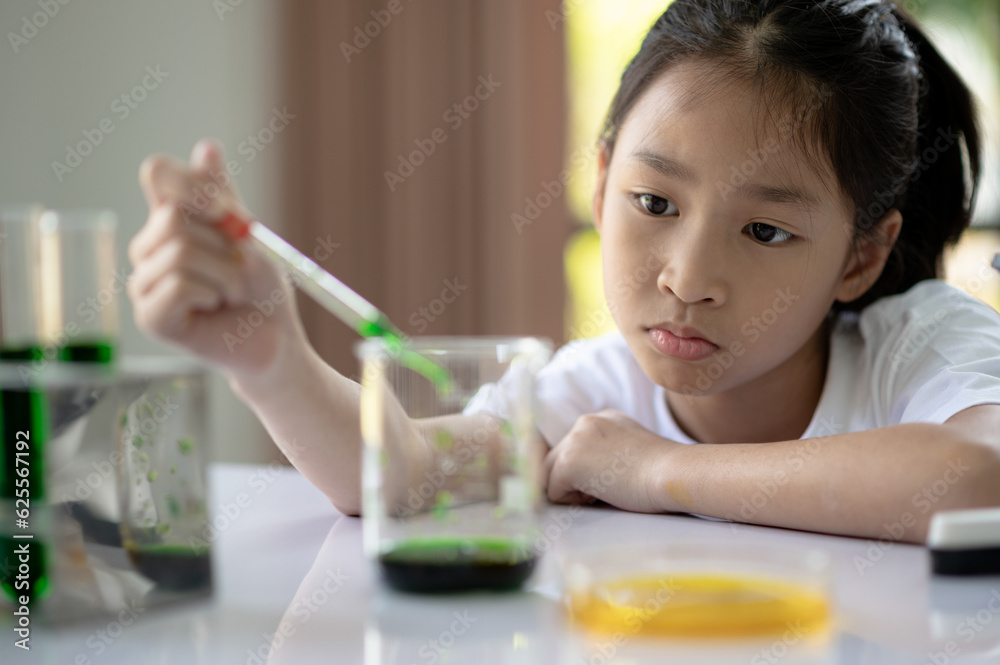 A girl doing a science experiment. A girl doing a science experiment.