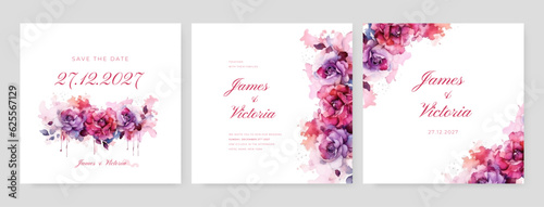 Wedding Invitation, save the date, thank you, rsvp card Design template. Vector illustration.