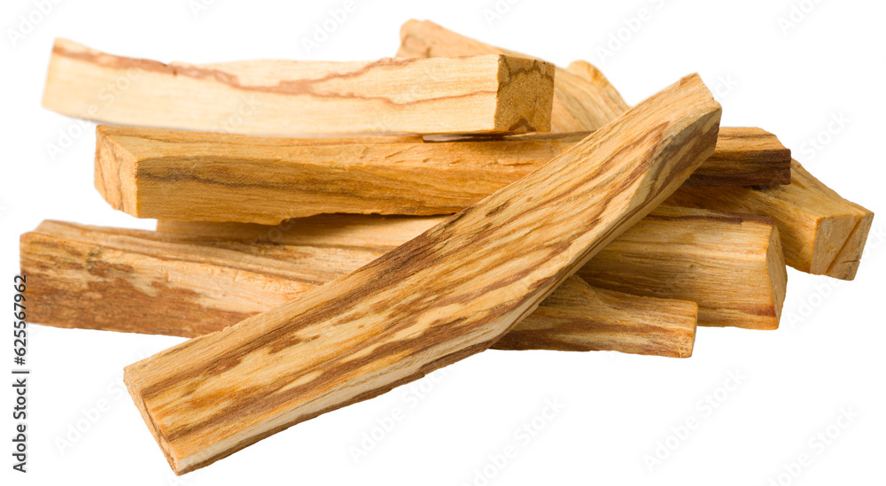 Palo santo wood sticks isolated on white background.