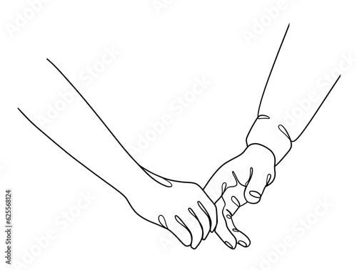 Continuous line drawing of hands couple trendy minimalist illustration. Vector illustration.