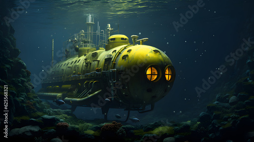 submarine in deep sea