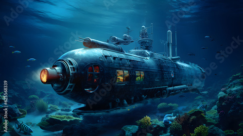 submarine in deep sea