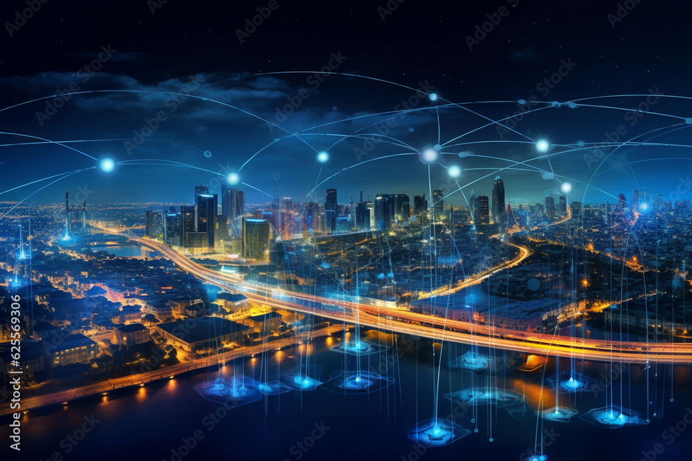 Smart city with wireless communication network and internet of things (IOT)