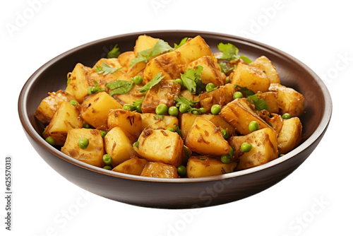 Delectable Plate of Indian Aloo Matar Isolated on Transparent Background. Generative AI