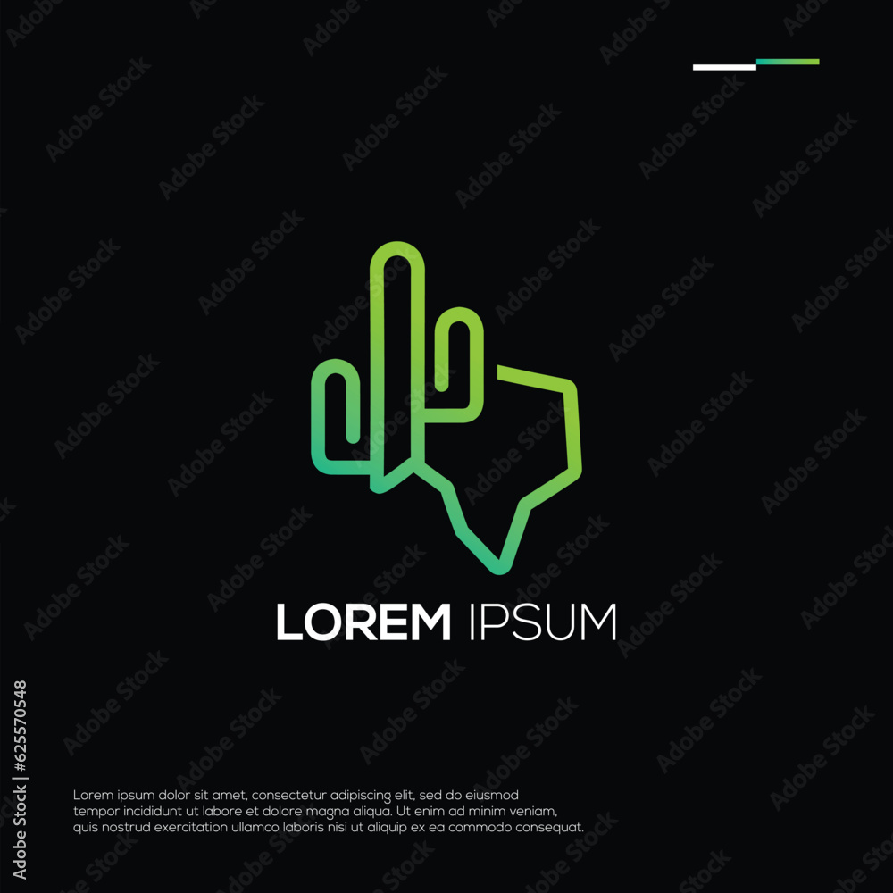 Fototapeta premium Cactus Texas Maps Logo