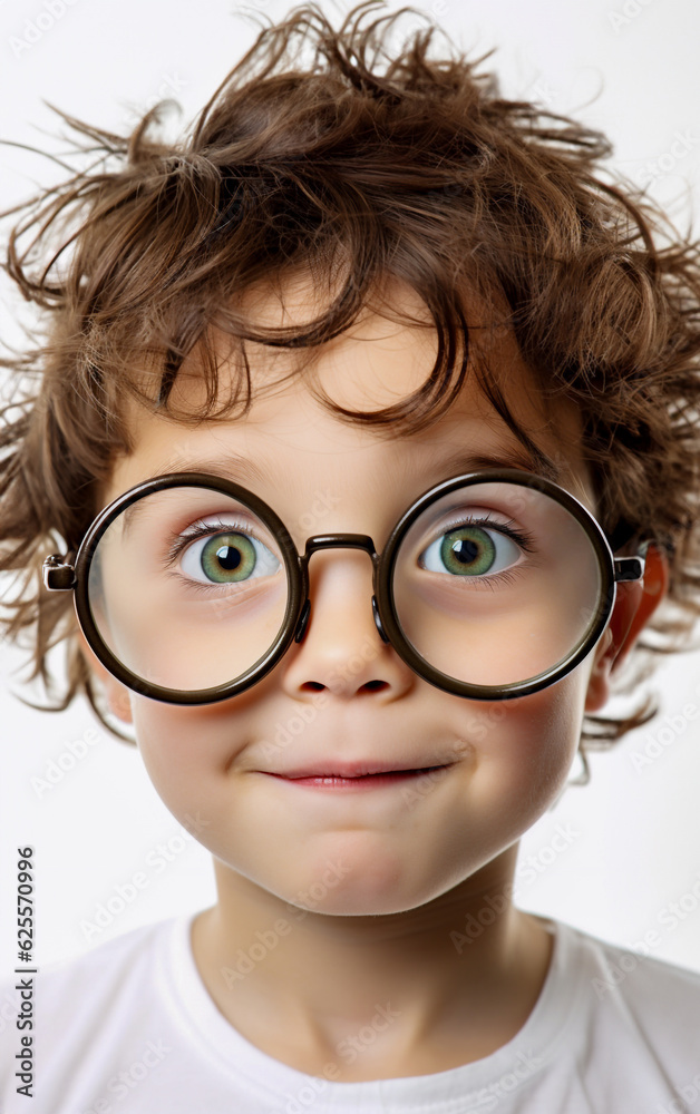 An adorable and tender smiling child, wearing large eyeglasses An adorable and tender smiling child, wearing large eyeglasses