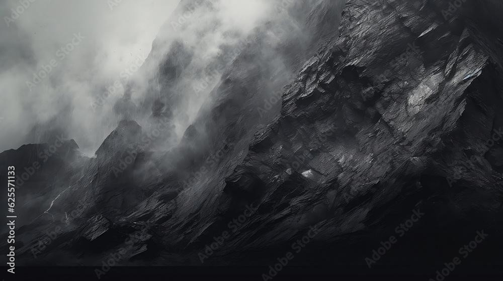 a mountain of rock, black and white, - obrazy, fototapety, plakaty 