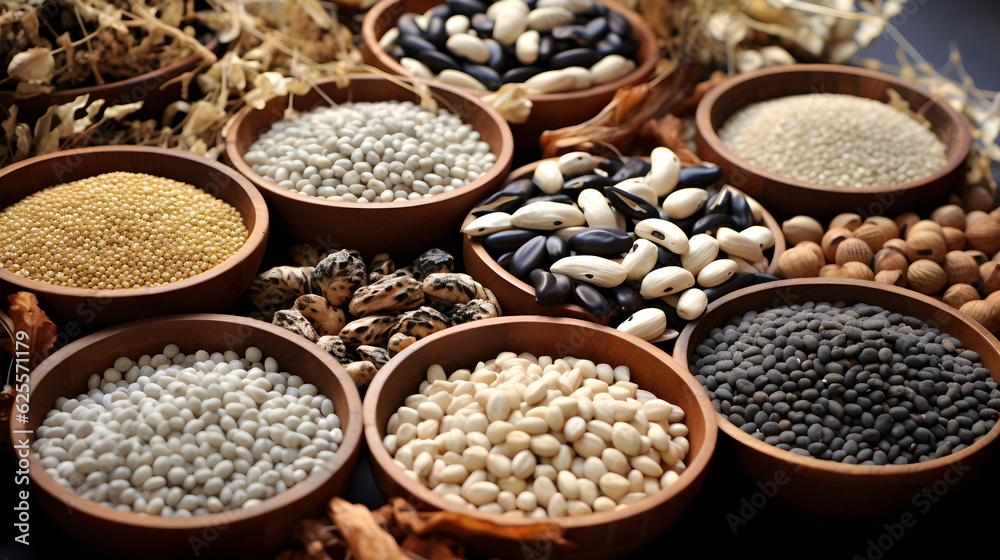 Organic raw spices herbs and seeds closeup Organic raw spices herbs and seeds closeup