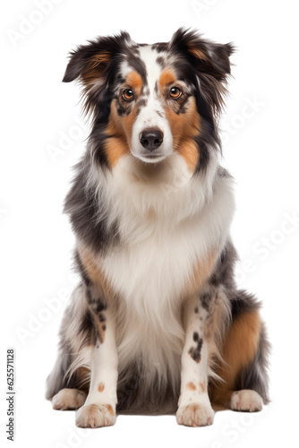 border collie dog with bowl isolated on white