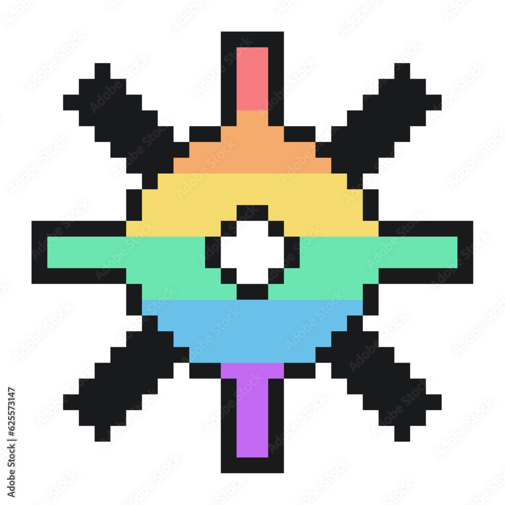 Fototapeta premium Pride Rainbow Big Gear, Pixel Art Icon, Isolated