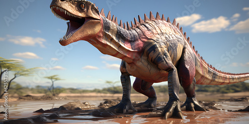 "Prehistoric Predator: Tyrannosaurus Rex 3D Model in Forest" "Lost World Encounter: 3D Tyrannosaurus in Lush Greenery"