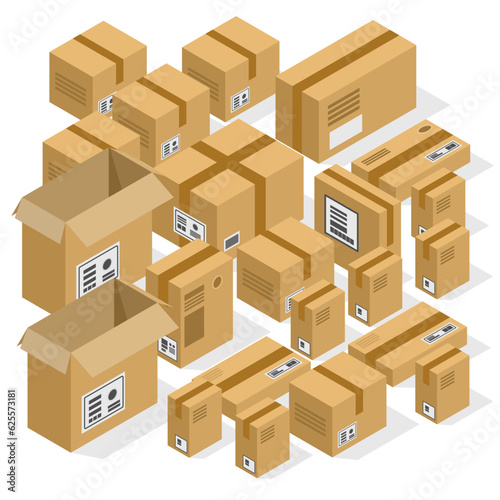 cardboard boxes on a white background © saleera