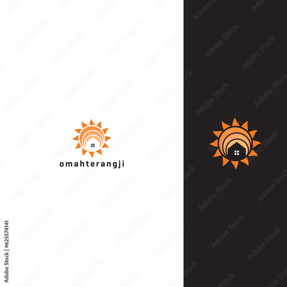 Fototapeta premium sun and house logo design concept