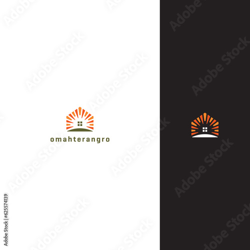 house logo and sun logo design concept