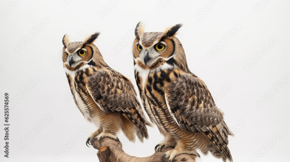 Owl isolated on a white background with text space can use for advertising, ads, branding Owl isolated on a white background with text space can use for advertising, ads, branding