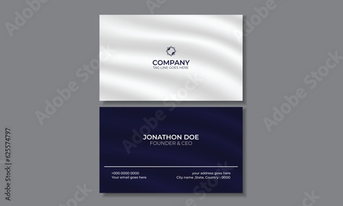 trendy name card Minimal Design Fresh Design Visiting Card White and blue Card Simple Design Vector Card Design Template Business Card	