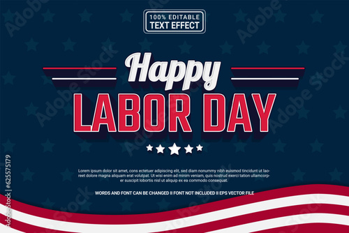 Editable text effect Happy Labor day 3d cartoon template stlye modren premium vector