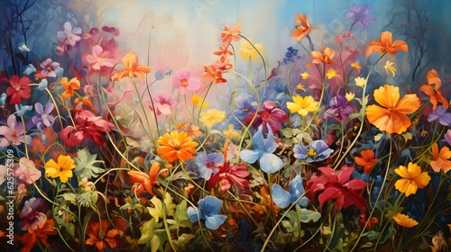 Flowers illustration background wallpaper design, colorful plant art, floral © Filip