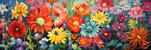 Flowers illustration background wallpaper design  colorful plant art  floral