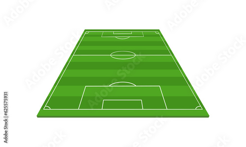 Soccer field or football field. Striped football field. Perspective elements. Vector illustration.