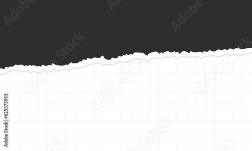 Torn a half sheet of black paper. Graph paper. Grid paper. Vector illustration.
