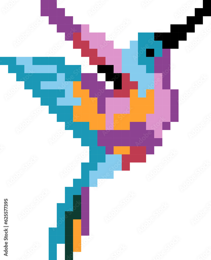 bird cartoon icon in pixel style
