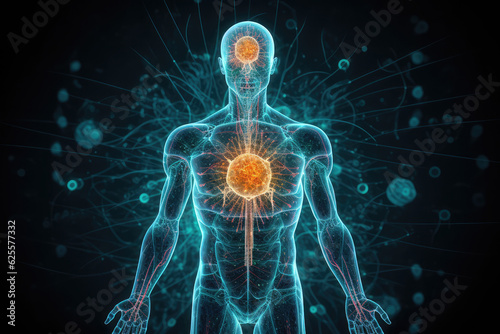 A vivid representation of immunotherapy, medical approach that leverages the body's immune system to fight diseases. Intersection of science and the body's innate healing power, generative AI