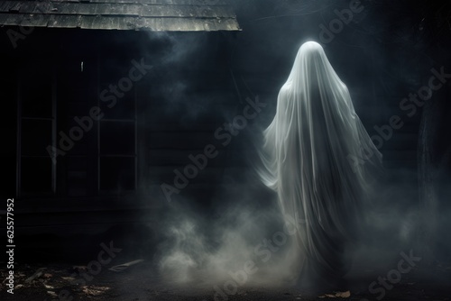 Surreal ghostly apparition, creating a mysterious and haunted Halloween vision,surreal photography. Generative AI