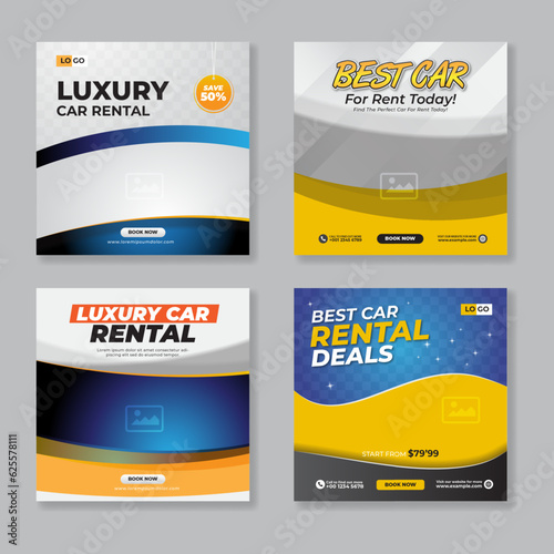 Rent a car banner for  social media post template design