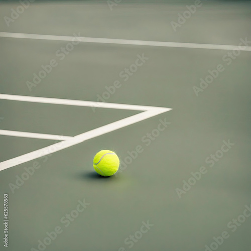 Active Tennis Game on Green Court with green Ball, generative ai. © LFK