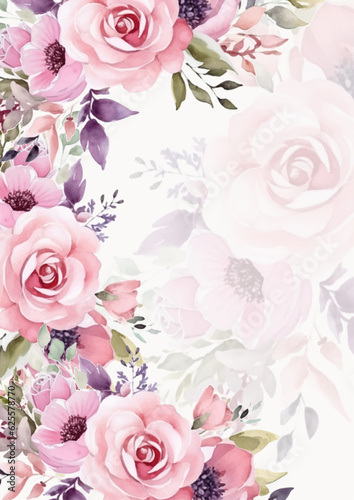 Colorful wild flower background with watercolor