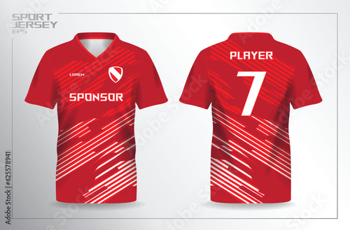 red sport jersey for football and soccer shirt template