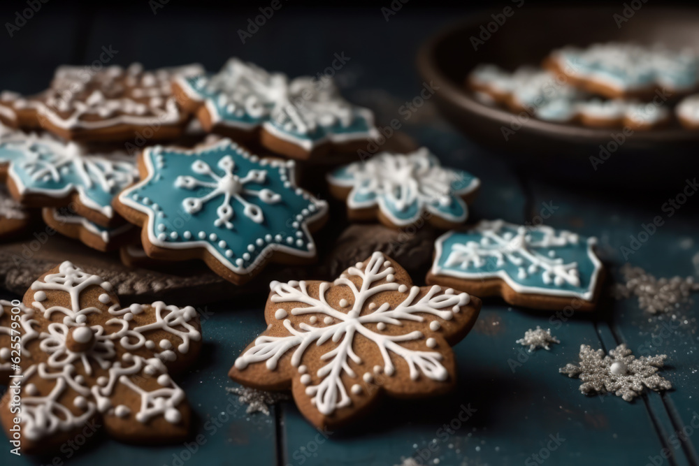 Christmas homemade gingerbread cookies on the table. Sweet food. generative AI. Christmas homemade gingerbread cookies on the table. Sweet food. generative AI.