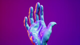 Psychic Hand in Melting Motion, Grotesque Metallic Melting Fluidity in 3D Holographic Concept Created with Generative ai
