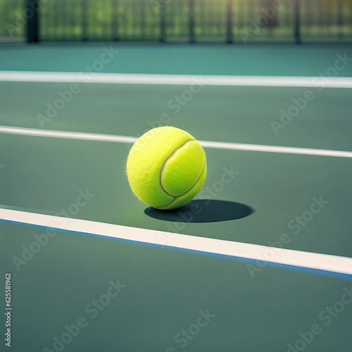 tennis ball on court, generative ai. © LFK