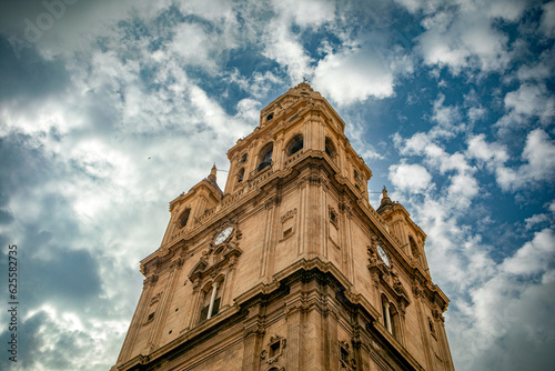 Принти на полотні Horizontal view from below of the high tower of the Murcia cathedral, renaissanc