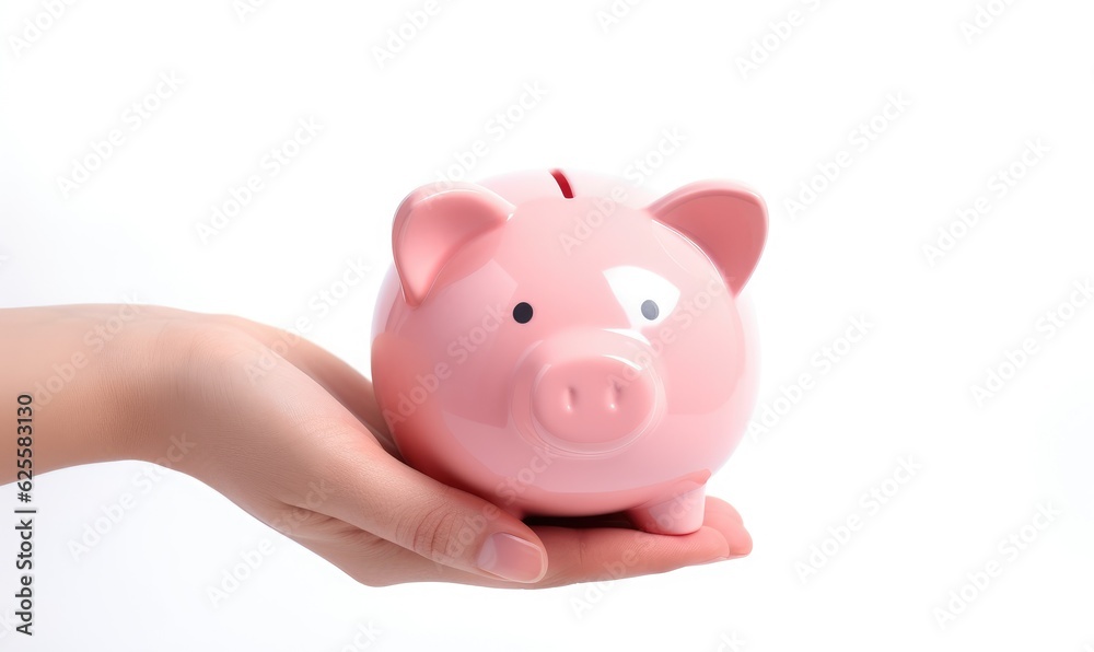 Building a Wealthy Future: Hand Holding a Piggy Bank for Savings and Prosperity (Generative Ai)