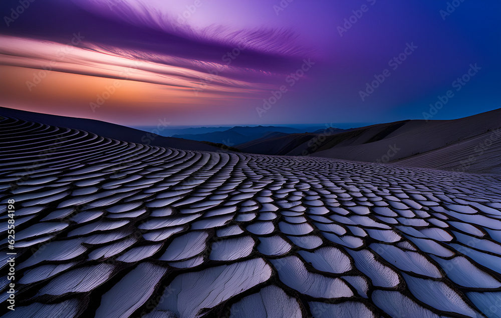 Naklejka premium sunset over the desert with Generative AI technology