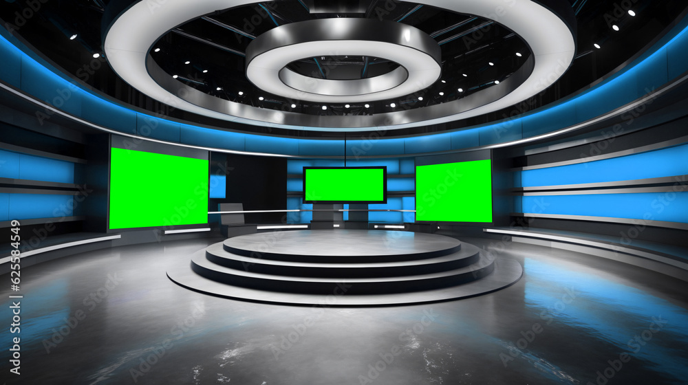 Tv Studio. Backdrop for TV shows .TV on wall. News studio. Generative ...