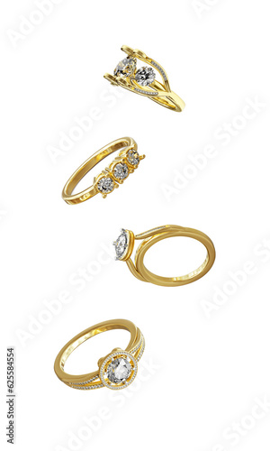 Diamond ring isolated on white background. 3d render