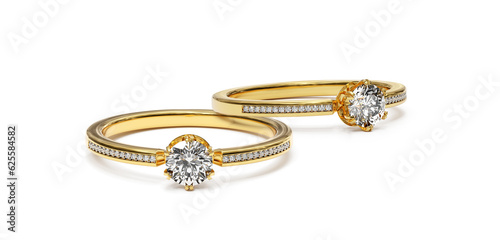 Golden diamond ring transparent background
