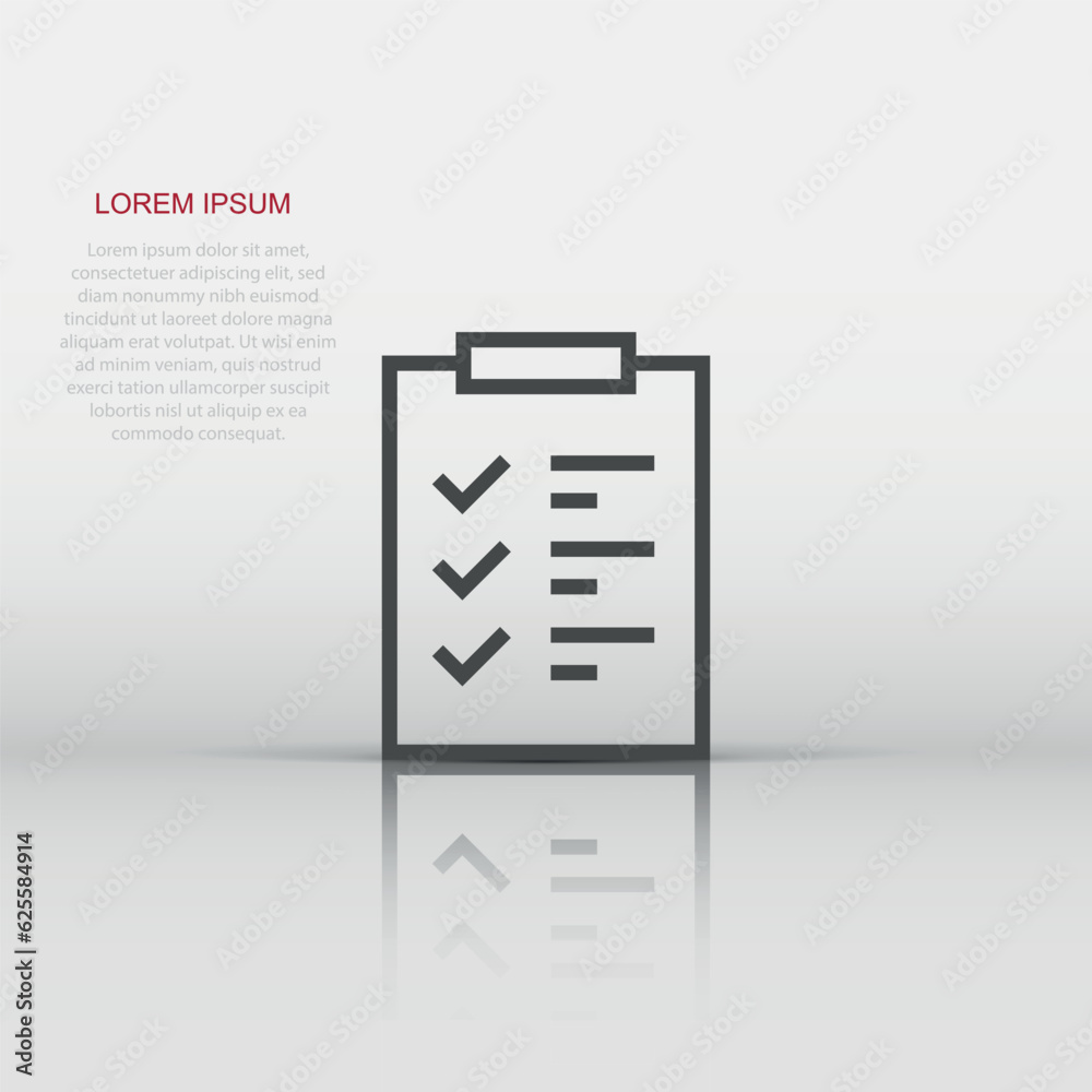 To do list icon in flat style. Document checklist vector illustration on white isolated background. Notepad check mark business concept. To do list icon in flat style. Document checklist vector illustration on white isolated background. Notepad check mark business concept.