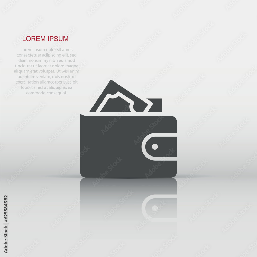 Wallet icon in flat style. Purse vector illustration on white isolated background. Finance bag business concept. Wallet icon in flat style. Purse vector illustration on white isolated background. Finance bag business concept.