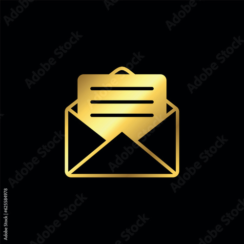 Gold Color Trendy Envelope Icon Vector Template