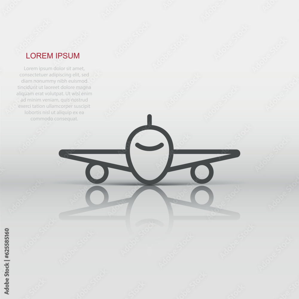Plane icon in flat style. Airplane vector illustration on white isolated background. Flight airliner business concept. Plane icon in flat style. Airplane vector illustration on white isolated background. Flight airliner business concept.