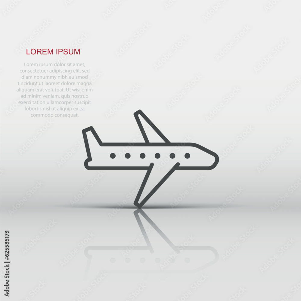 Plane icon in flat style. Airplane vector illustration on white isolated background. Flight airliner business concept.
