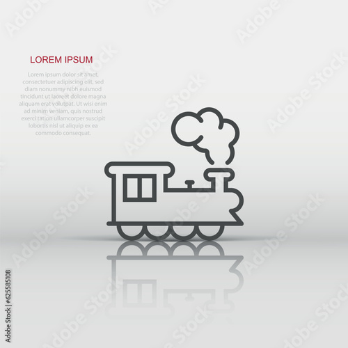 Metro icon in flat style. Train subway vector illustration on white isolated background. Railroad cargo business concept.