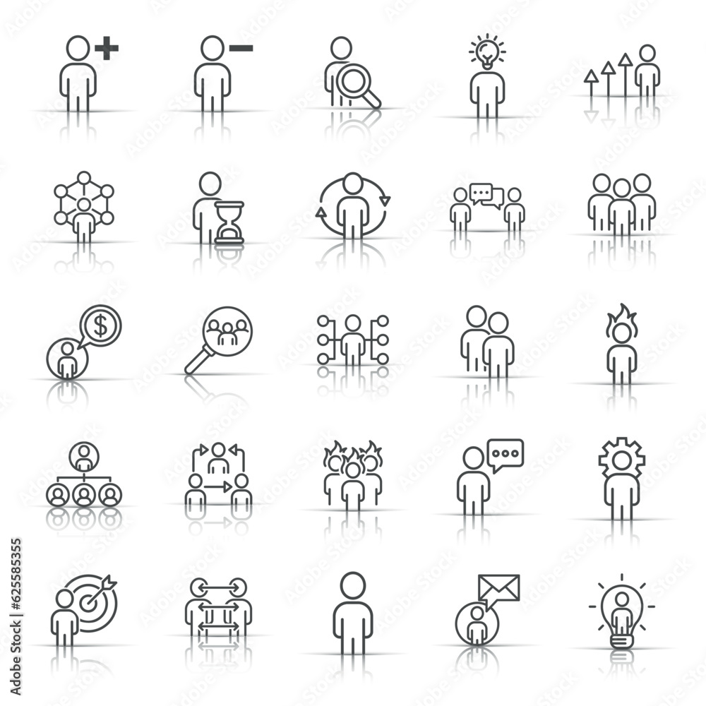 People leadership icon set in line style. Person collection vector illustration on white isolated background. User teamwork business concept. People leadership icon set in line style. Person collection vector illustration on white isolated background. User teamwork business concept.