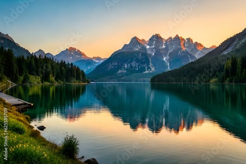 lake in the mountains generated Ai © ayesha noor